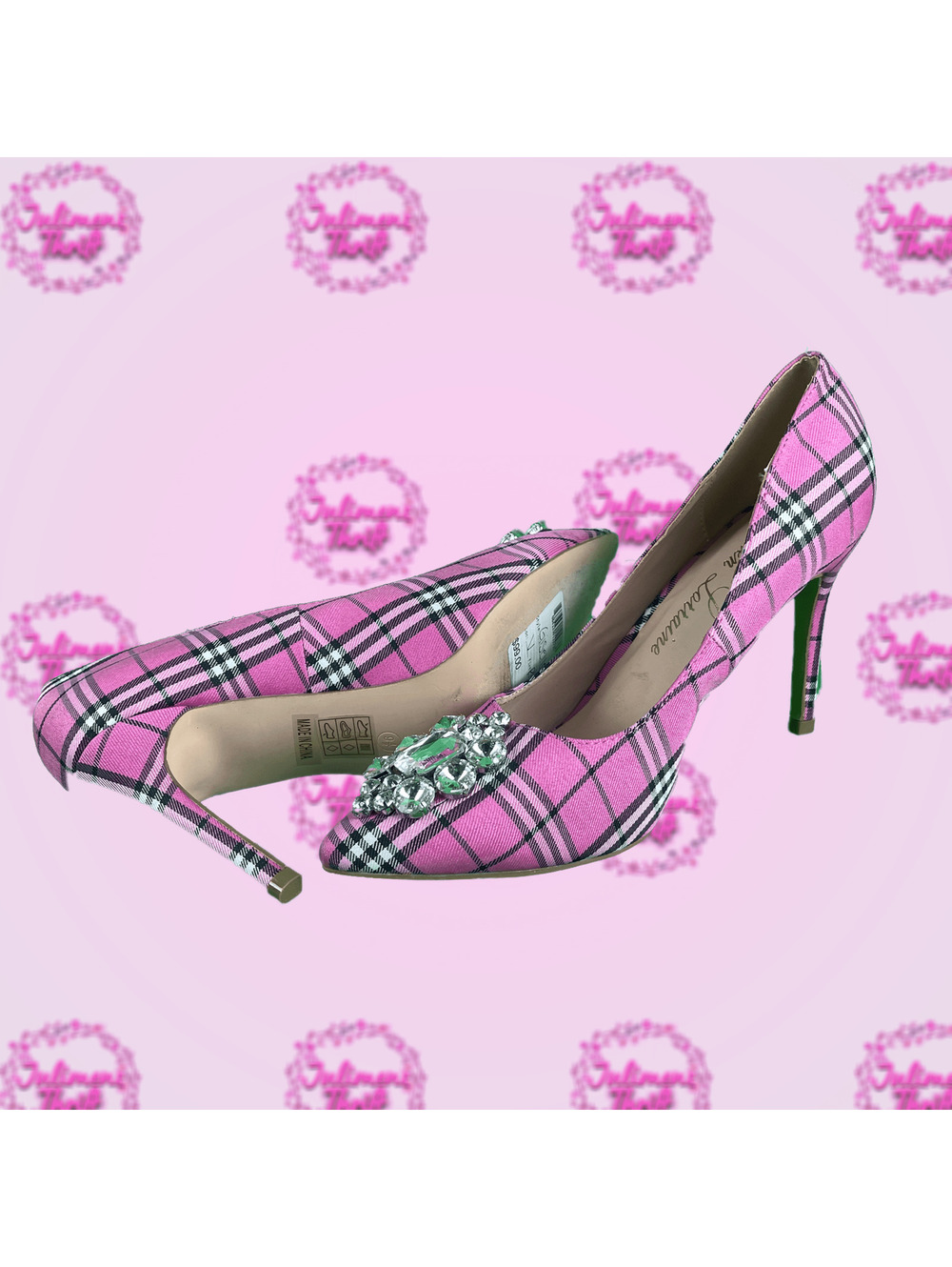 Lauren Lorraine Pink Plaid Heels - Picture 2 of 2